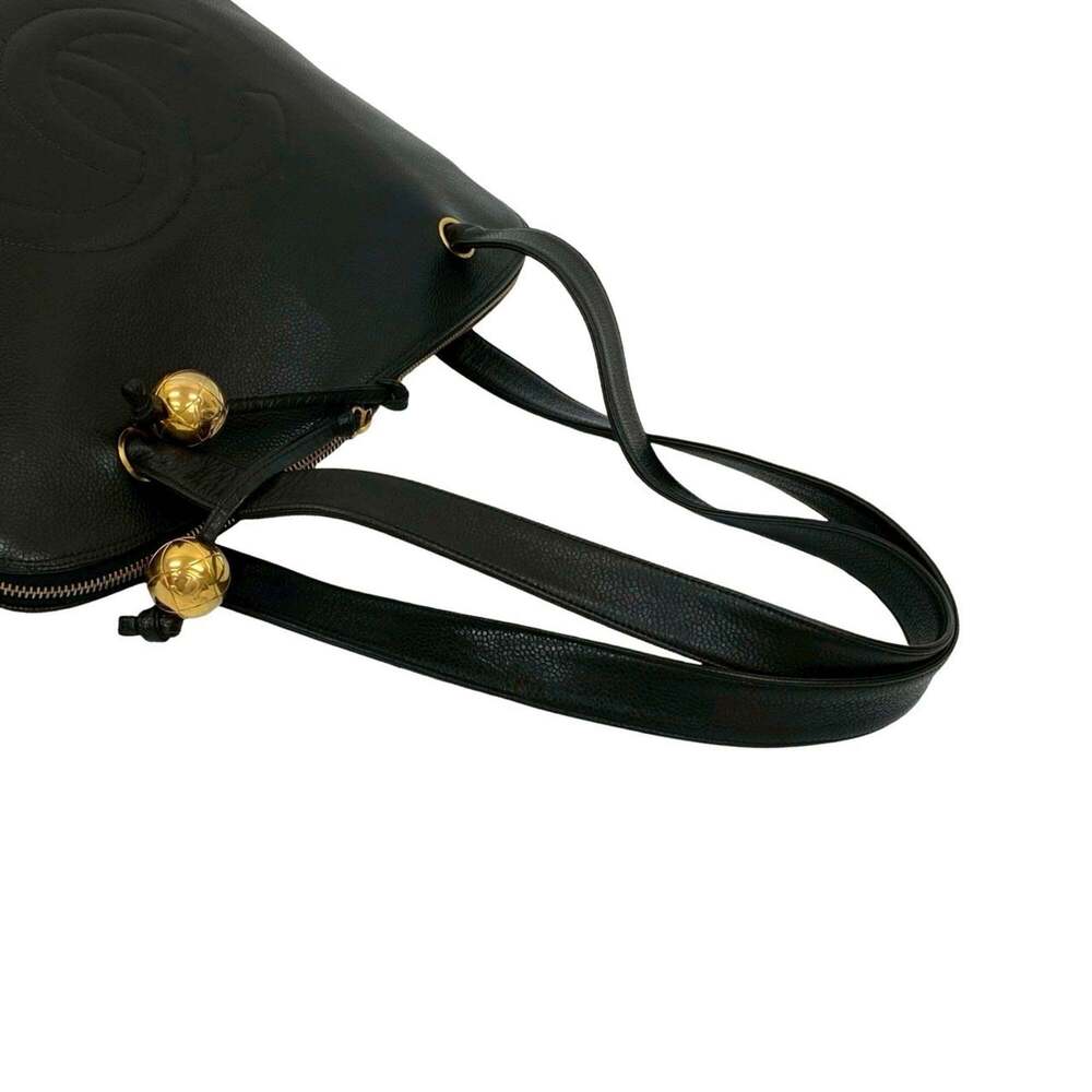 CHANEL Vintage Black Caviar Leather Logo Shoulder Bag - Picture 4 of 10